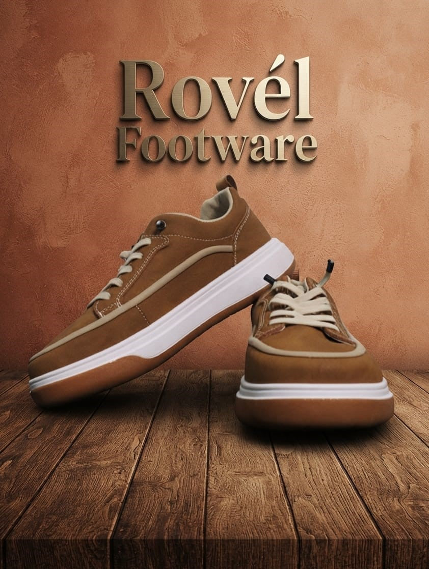 Brown and tan lace-up casual man's sneakers